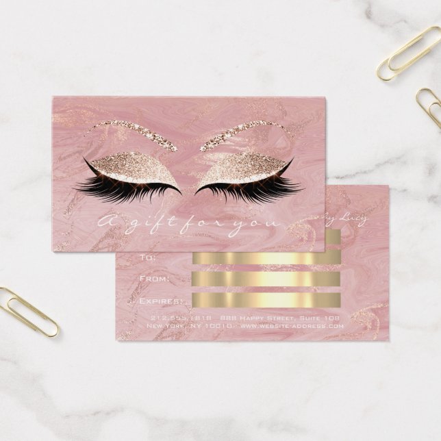 Cartes De Visite Certificat cadeau Marble Rose Lash Extension Maqui (Bureau)