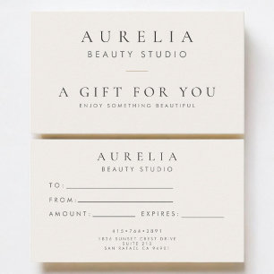 Cartes De Visite Certificat Cadeau Minimal Simple