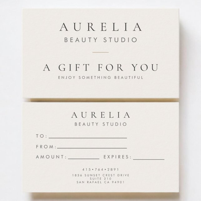 Cartes De Visite Certificat Cadeau Minimal Simple (Créateur téléchargé)