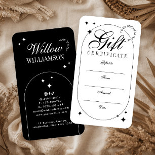 Cartes De Visite Certificat Cadeau Minimaliste Script Vintage Tenda