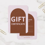 Cartes De Visite Certificat cadeau moderne simple Earth Tones Arch<br><div class="desc">Certificat cadeau moderne simple Earth Tones Arch</div>