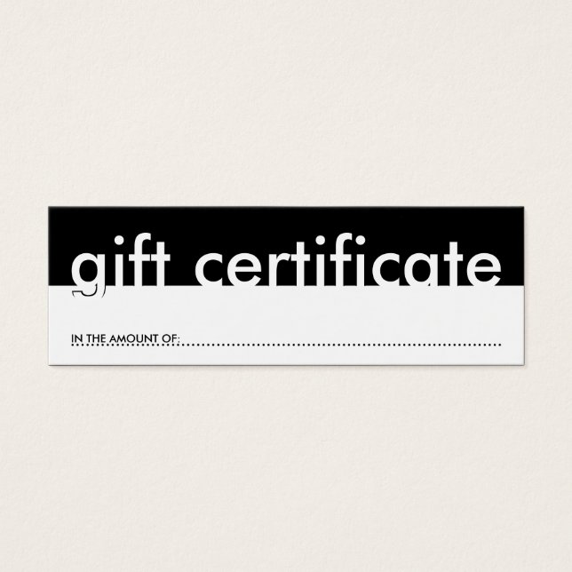Cartes De Visite certificat-cadeau (montant vierge) (Devant)
