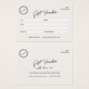 Cartes De Visite Certificat cadeau Neutral Modern Business Voucher