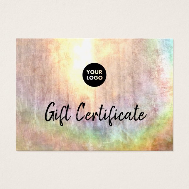 Cartes De Visite Certificat cadeau Neutral Pastel Rainbow Grunge (Devant)
