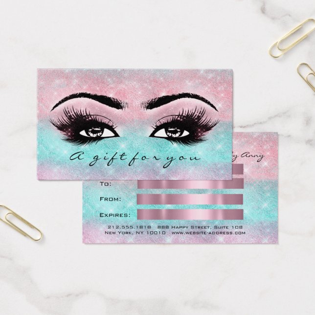 Cartes De Visite Certificat cadeau Ocean Rose Lashes Maquillage (Bureau)