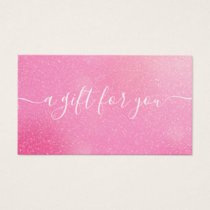 Cartes De Visite Certificat Cadeau Paillettes Rose Chic