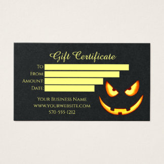 Cartes De Visite Certificat cadeau - papier noir avec Citrouille Éf