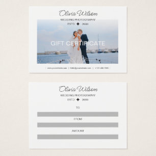 Cartes De Visite Certificat cadeau photo mariage