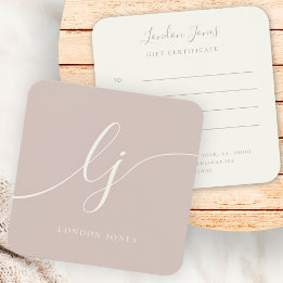 Cartes De Visite Certificat Cadeau Rose Élégant Moderne Ivoire