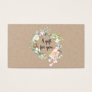 Cartes De Visite Certificat cadeau Rustique Rose Garland