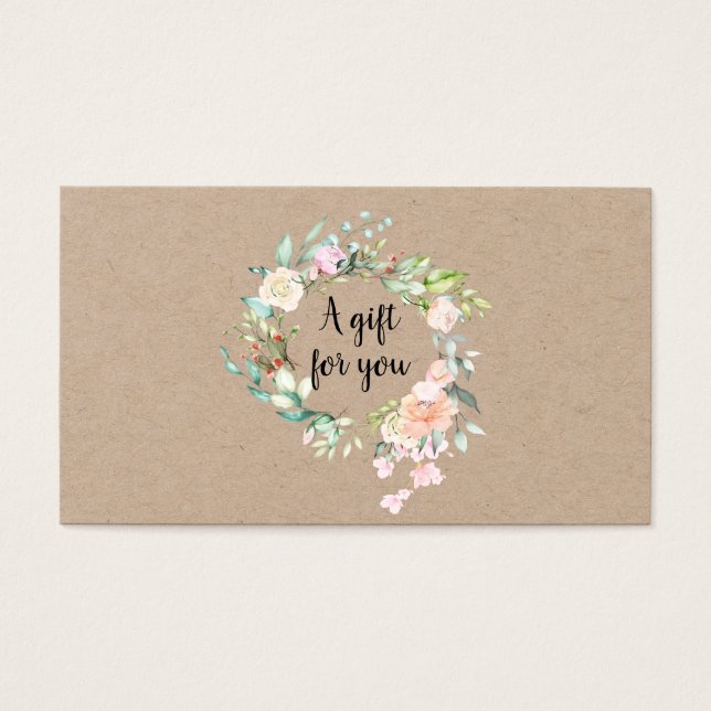 Cartes De Visite Certificat cadeau Rustique Rose Garland (Devant)