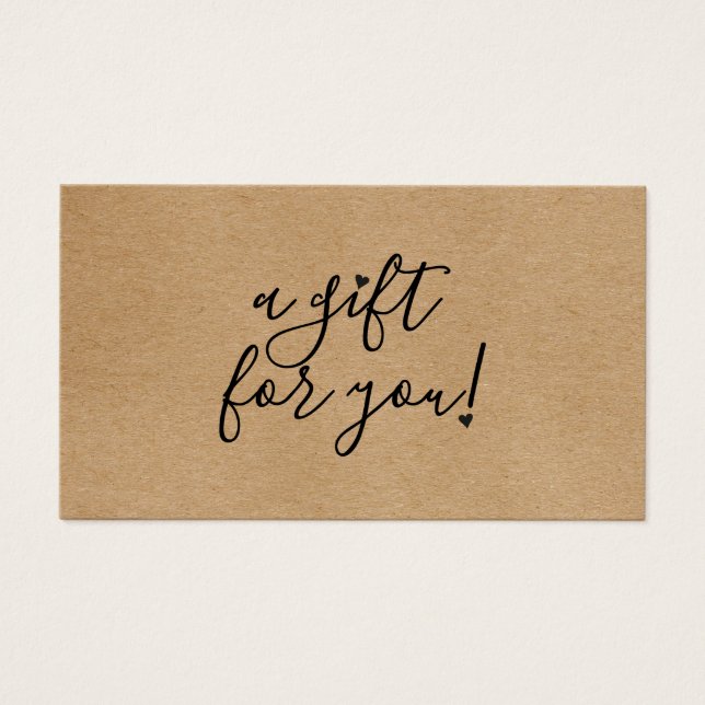 Cartes De Visite Certificat Cadeau Script Hearts Kraft Rustique (Devant)