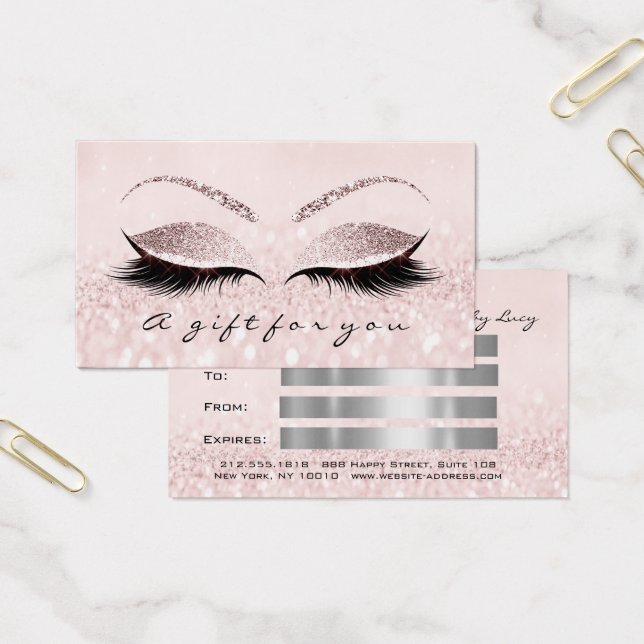 Cartes De Visite Certificat cadeau Silver Pink Lash Extension Maqui (Bureau)