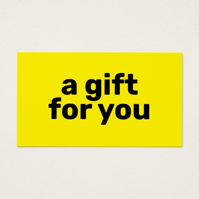 Cartes De Visite Certificat Cadeau Simple Jaune Clair Moderne Gras (Devant)