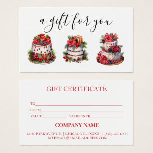 Cartes De Visite Certificat cadeau simple moderne Boulangerie gâtea