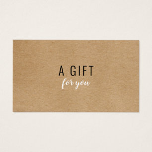 Cartes De Visite Certificat-cadeau simple moderne rustique Kraft