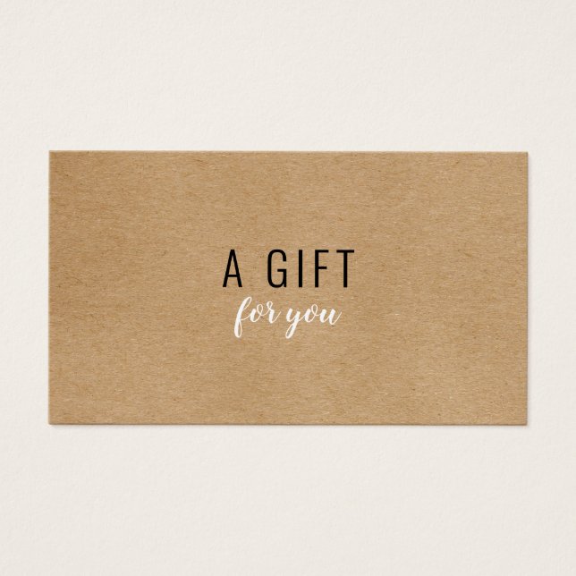 Cartes De Visite Certificat-cadeau simple moderne rustique Kraft (Devant)