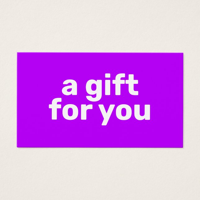Cartes De Visite Certificat Cadeau Simple Violet Clair Moderne Gras (Devant)