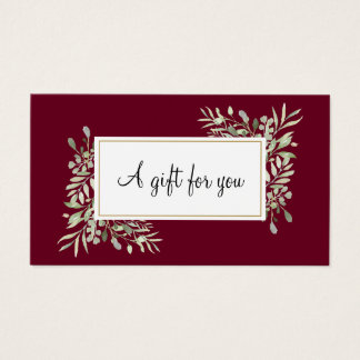 Cartes De Visite Certificat Cadeau Vert Doré de Bourgogne pour Entr