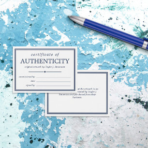 Cartes De Visite Certificat d'authenticité Bleu Marine Blanc