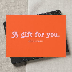 Cartes De Visite Certificat minimaliste rose orange rétro ludique