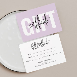 Cartes De Visite Certificat minimaliste violet de script