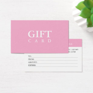 Cartes De Visite Certificats Cadeaux de Beauté Simple Minimal Rose