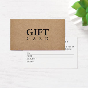 Cartes De Visite Certificats Cadeaux Élégants Simples Kraft Beauté