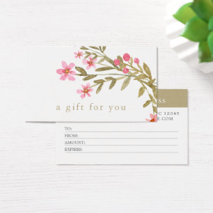 Cartes De Visite Certificats Cadeaux Floraux Élégants Aquarelle Bea