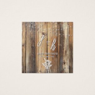 Cartes De Visite Chaîne de bois rustique Lumières Mason Jar Enregis