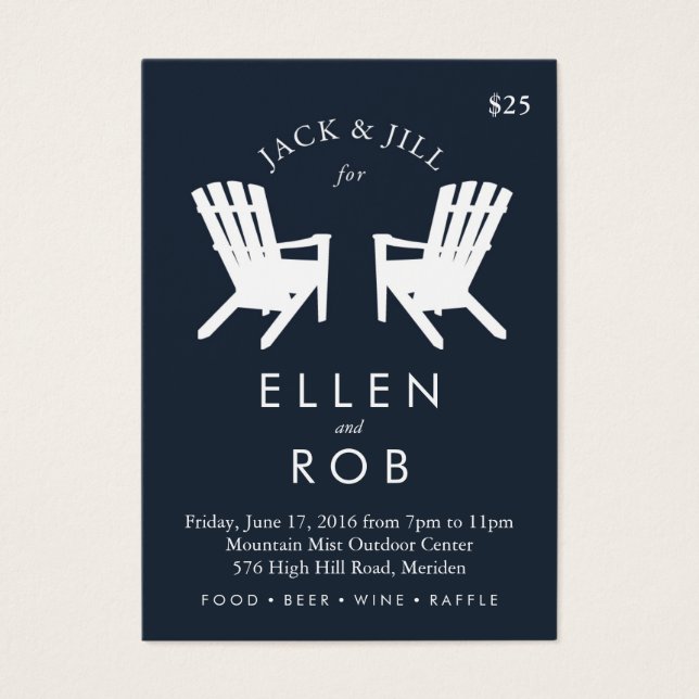 Cartes De Visite Chaise Muskoka Jack et Jill Ticket // Navy (Devant)