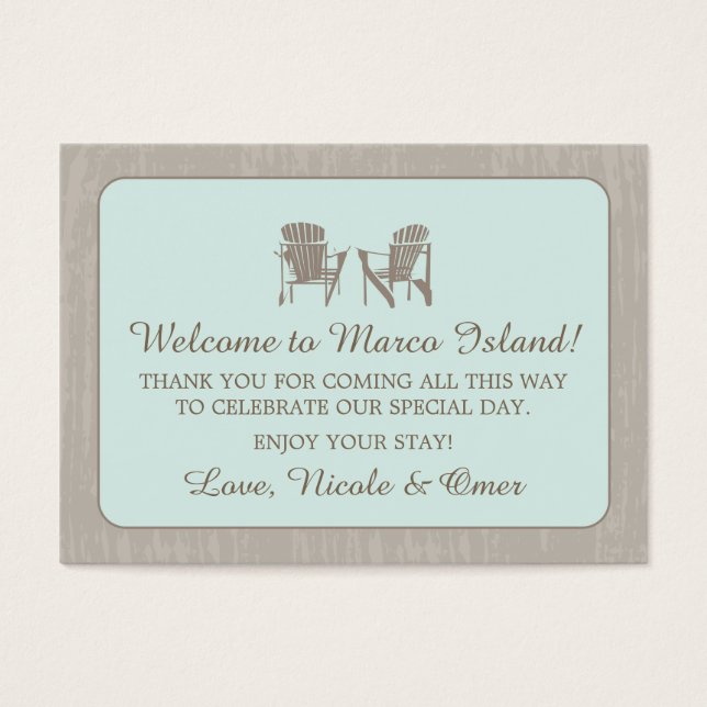 Cartes De Visite Chaises Adirondack | Étiquette Faveur mariage (Devant)