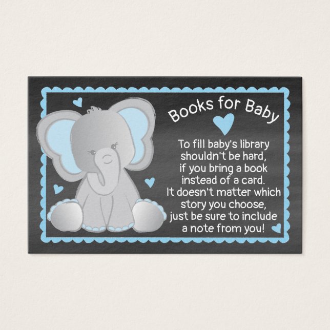 Cartes De Visite Chalkboard Elephant Baby Boy Shower Apportez un li (Devant)