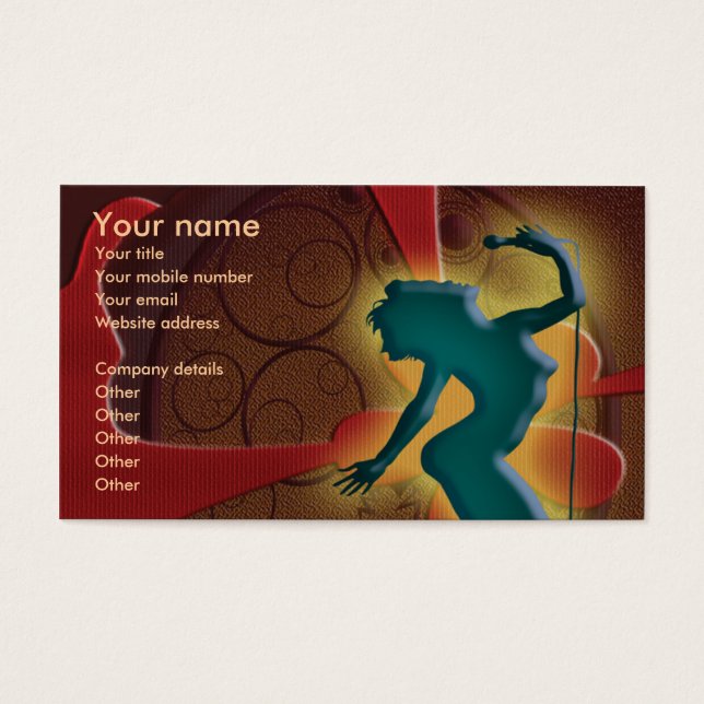Cartes De Visite Chanteur en spectacle de discothèque (Devant)