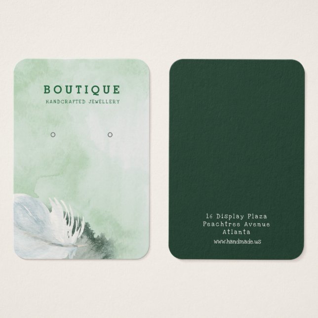 Cartes De Visite Chasseur de plumes blanches d'hiver Aquarelle bros (Devant & derrière)