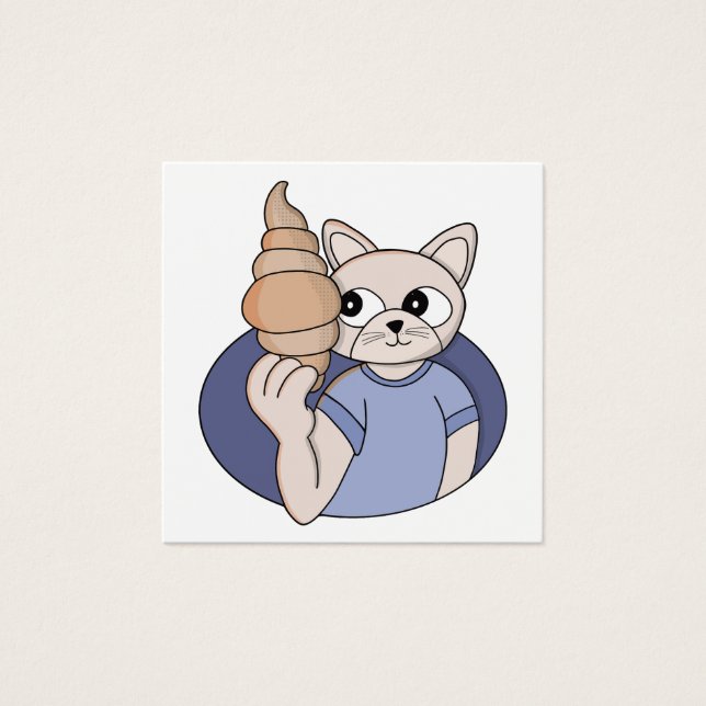 Cartes De Visite Chat au croissant drôle (Devant)
