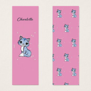Cartes De Visite Chat bleu mignon sur signet de nom personnalisé ro