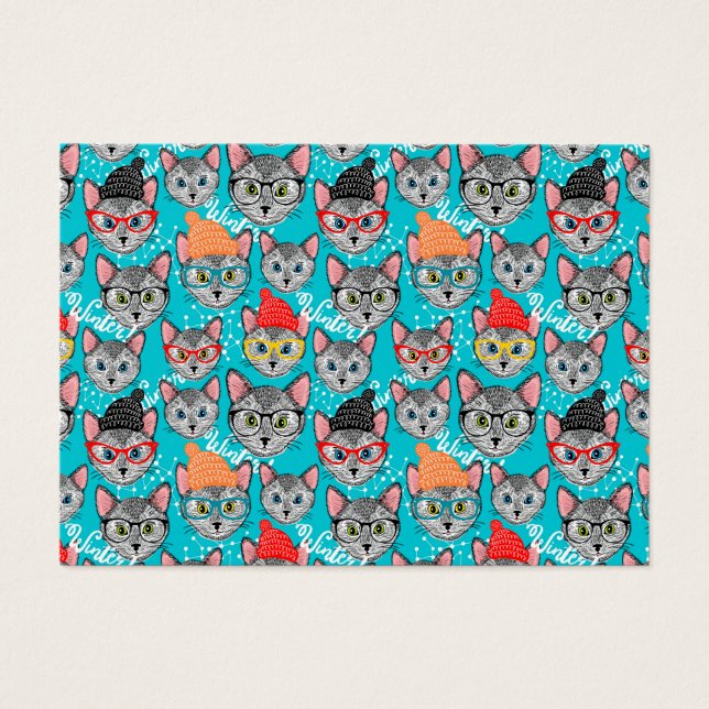 Cartes De Visite Chat dans le casquette (Devant)