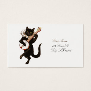 Cartes De Visite Chat jouant le banjo Thunder_Cove