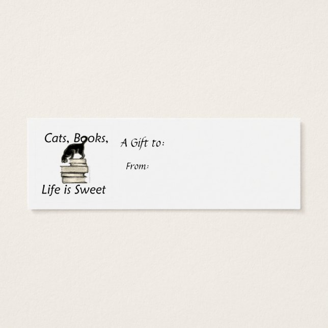 Cartes De Visite Chat sur livres Mini Signet à Customiser (Dos)