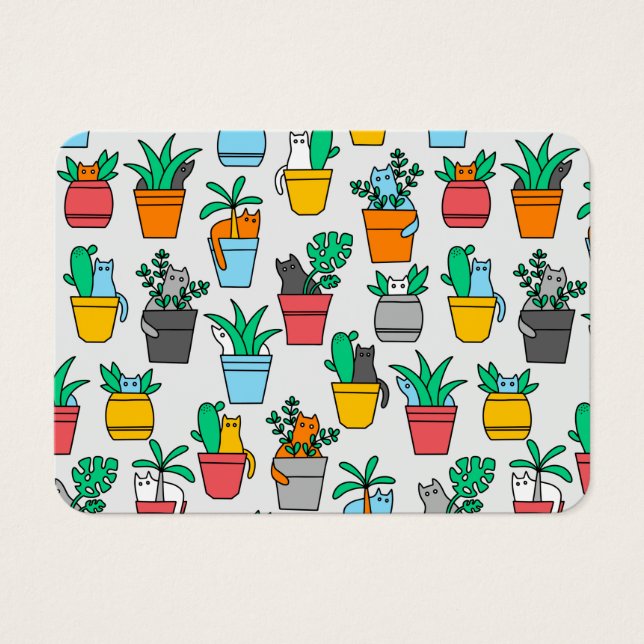 Cartes De Visite Chats dans les pots à fleurs (Devant)