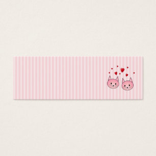 Cartes De Visite Chats roses mignons, avec les coeurs rouges
