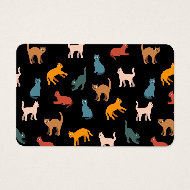 Cartes De Visite Chats sur le noir (Devant)