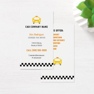 Cartes De Visite chauffeur de taxi Compagnie de taxi