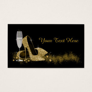 Cartes De Visite Chaussure à talon haut noir et or