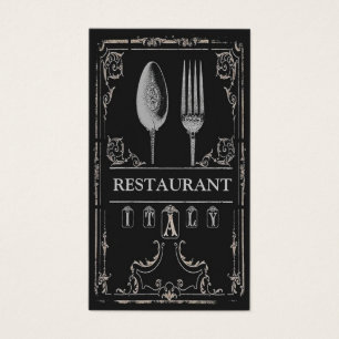 Cartes De Visite Chef italien de restaurant de fourchette fleurie