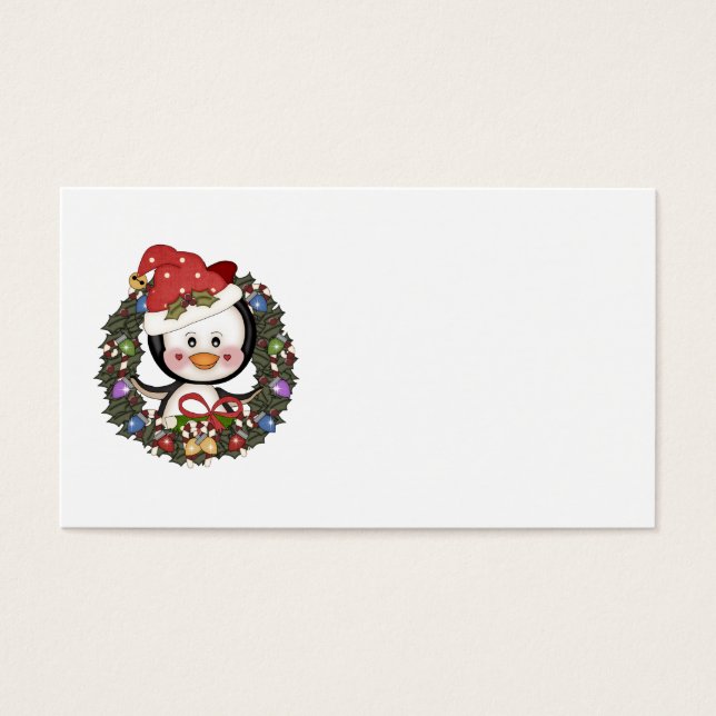 Cartes De Visite Chemin de Noël Penguin Vacances (Devant)