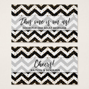Cartes De Visite Chevron noir et blanc, billets de boisson en confe