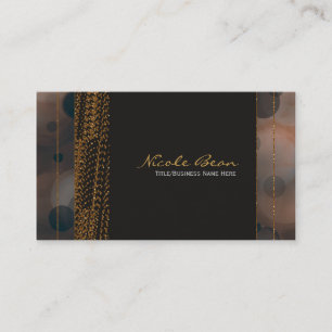 Cartes de visite chic Bokeh Glam Brun Beige & Or