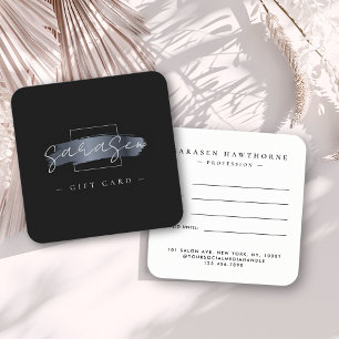 Cartes De Visite Chic Brush Stroke Elegant Black Cadeau Certificat